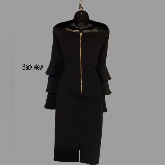 Chic Black Off the Shoulder Layered Sleeve Dress - Picture 2 of 2